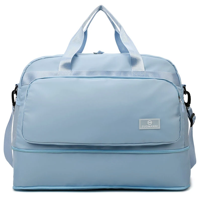 Expandable Polyester Travel Duffel with Luggage Sleeve Light blue color SKU reference