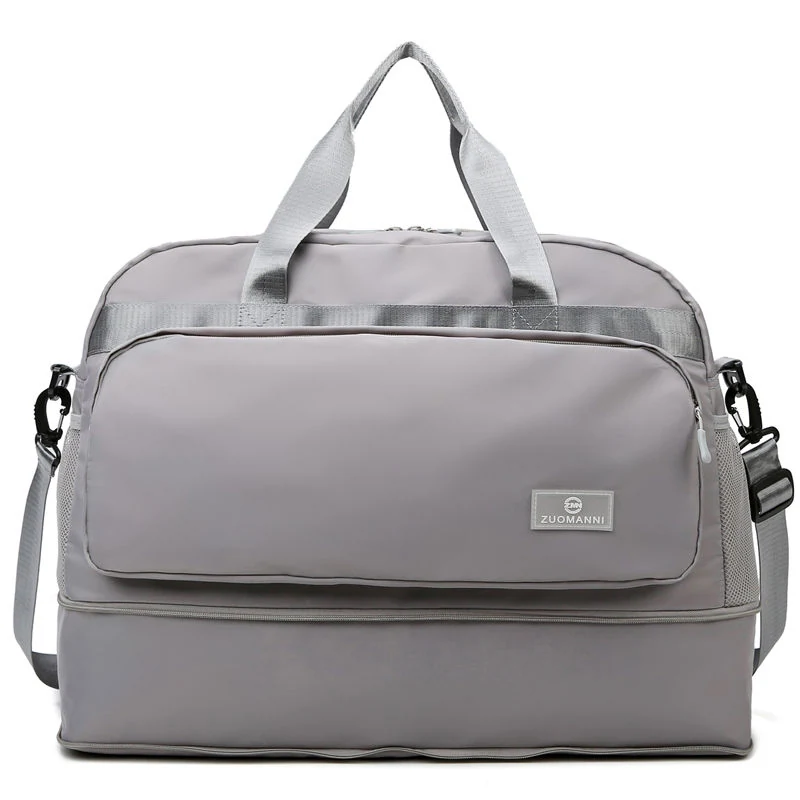 Expandable Polyester Travel Duffel with Luggage Sleeve Gray color SKU reference