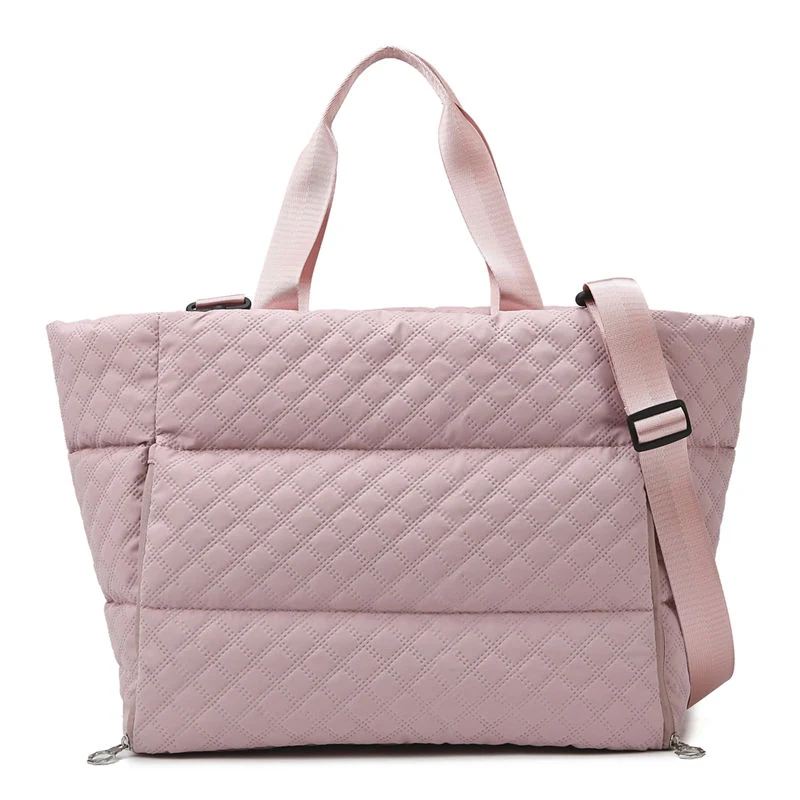 Quilted Puffer Weekender Travel Duffel Pink color SKU reference
