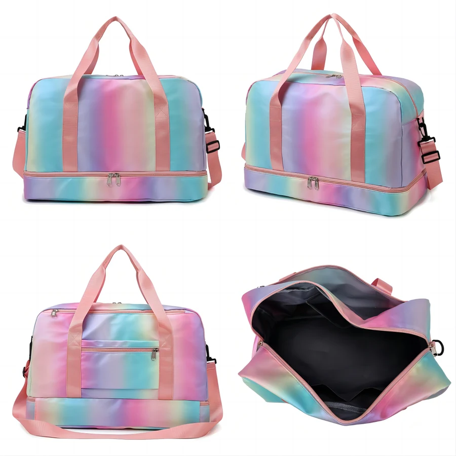 Rainbow Gym Duffel with Yoga-Mat Carry & Shoe Storage Pink color SKU reference