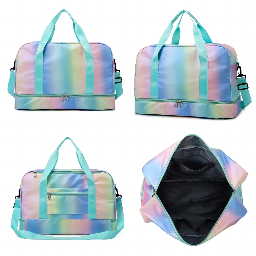 Rainbow Gym Duffel with Yoga-Mat Carry & Shoe Storage Light Blue color SKU reference
