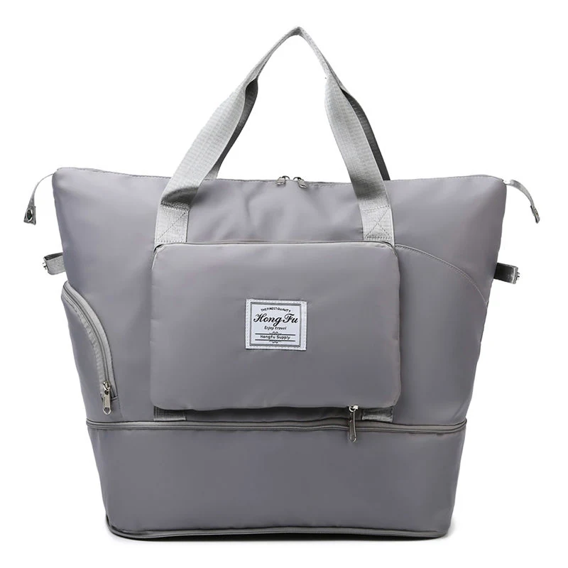 Expandable Weekender Duffel with Shoe Compartment Gray color SKU reference
