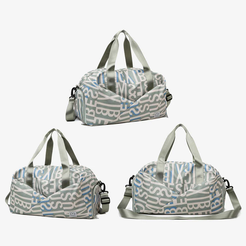 Letter-Print Gym Weekender with Shoe Compartment Gray color SKU reference