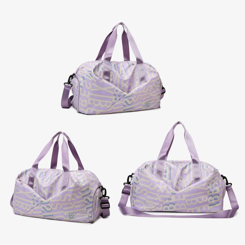 Letter-Print Gym Weekender with Shoe Compartment Purple color SKU reference