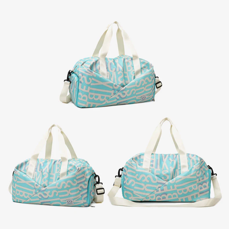 Letter-Print Gym Weekender with Shoe Compartment Sky Blue color SKU reference