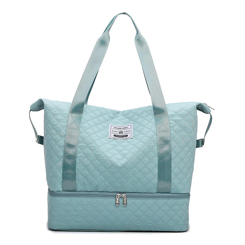 Quilted Nylon Weekender with Shoe Compartment Green color SKU reference