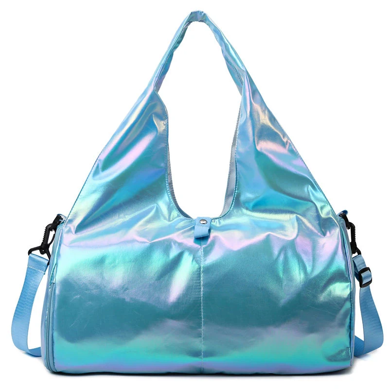 Holographic Yoga-Mat Travel Duffel with Side Pockets Blue color SKU reference