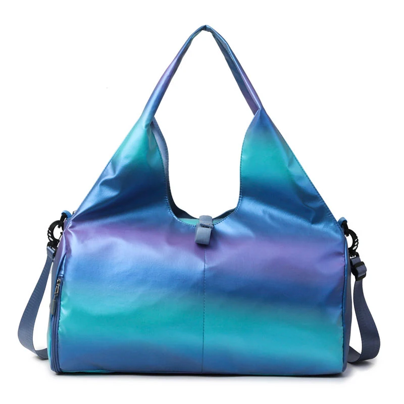 Holographic Yoga-Mat Travel Duffel with Side Pockets Rainbow 4 color SKU reference