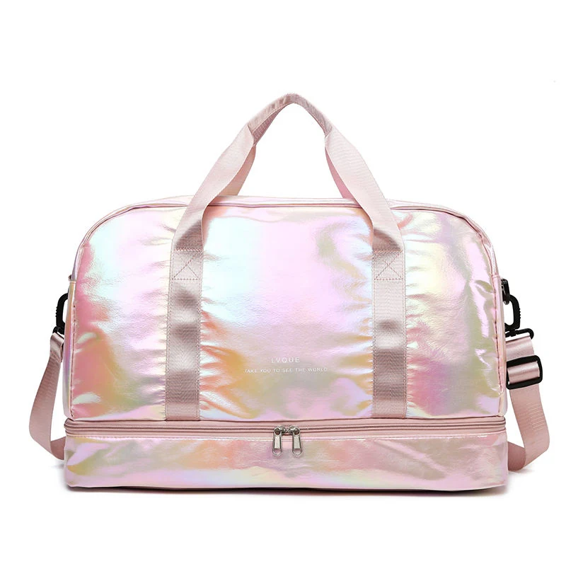 Holographic Pearl-Finish Weekender with Shoe Compartment Pink color SKU reference