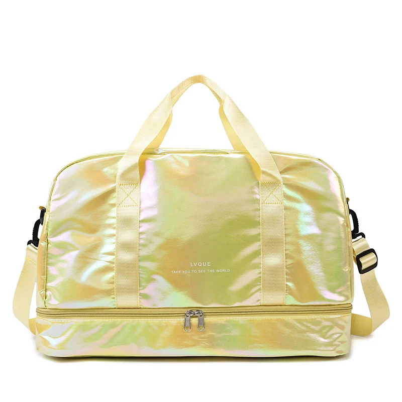 Holographic Pearl-Finish Weekender with Shoe Compartment Yellow color SKU reference