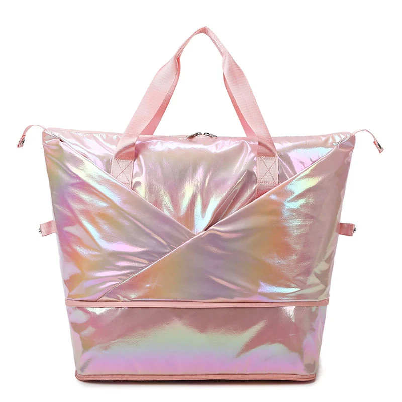 Expandable Pearlescent Oxford Travel Duffel Pink color SKU reference