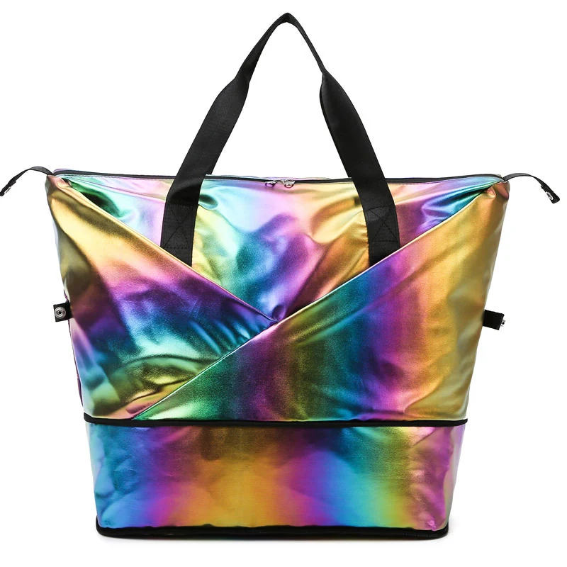 Expandable Pearlescent Oxford Travel Duffel Black color SKU reference