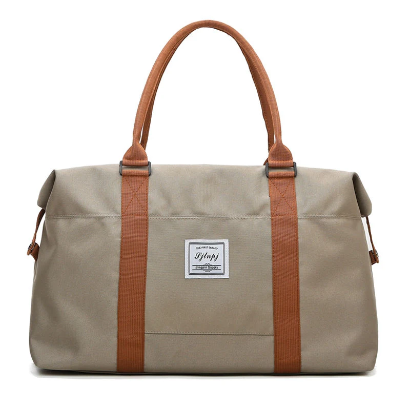 Two-Size Oxford Weekender with Trolley Sleeve Dark Khaki color SKU reference