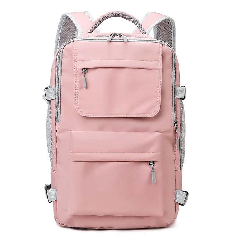 Lightweight Nylon Travel Backpack with USB Port Pink color SKU reference