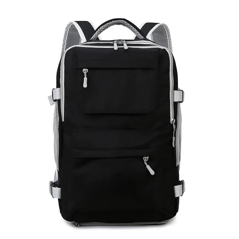 Lightweight Nylon Travel Backpack with USB Port Black color SKU reference