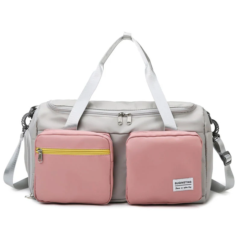 Custom Oxford Travel Duffel with Wet/Dry Pocket Pink color SKU reference