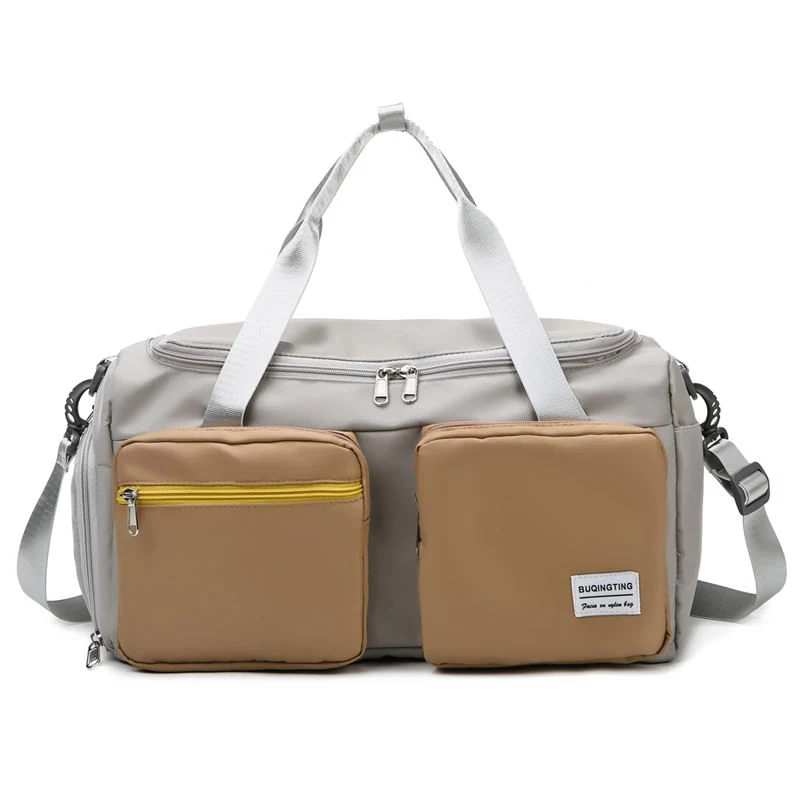 Custom Oxford Travel Duffel with Wet/Dry Pocket Dark Khaki color SKU reference