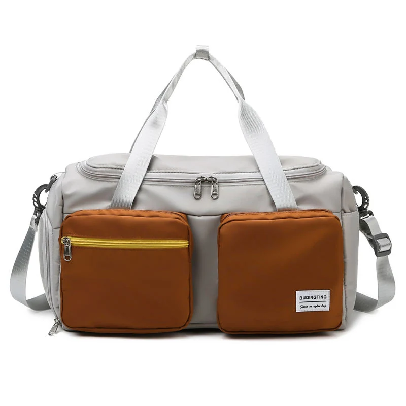 Custom Oxford Travel Duffel with Wet/Dry Pocket Brown color SKU reference