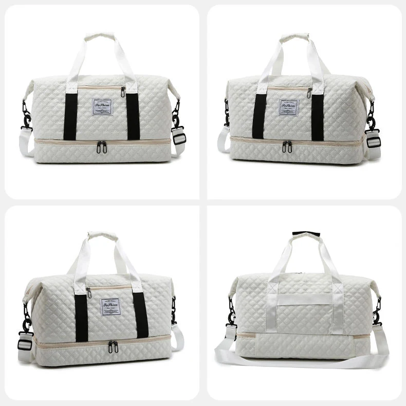 Quilted Weekender Duffel with Shoe Compartment White color SKU reference
