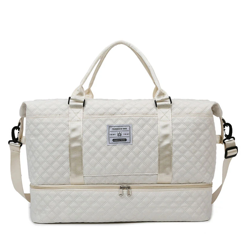Custom Oxford Duffel with Shoe and Wet/Dry Storage White color SKU reference
