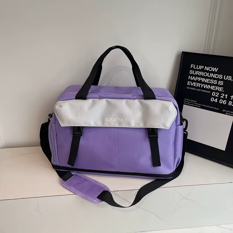 Expandable Gym Duffel with Shoe Storage & Trolley Sleeve Purple color SKU reference