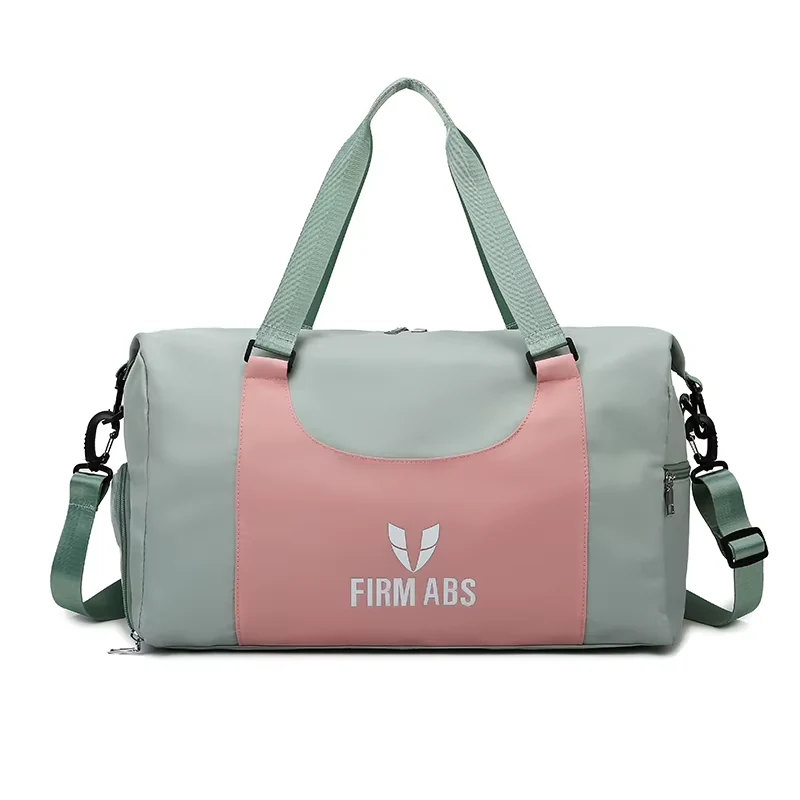 25L Travel Duffel Tote with Shoe & Wet/Dry Storage Green and Pink color SKU reference