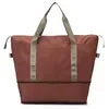 Expandable Fruit-Print Oxford Travel Duffel Brown color SKU reference