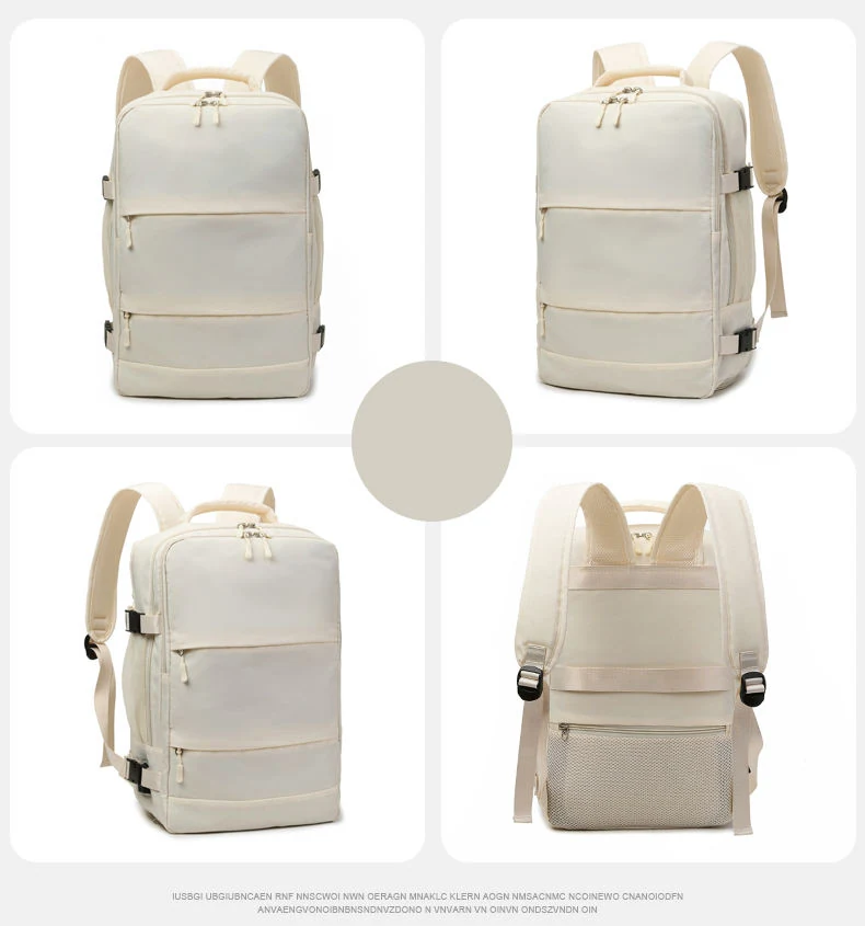 Nylon Travel Backpack with USB Port and Shoe Compartment White color SKU reference