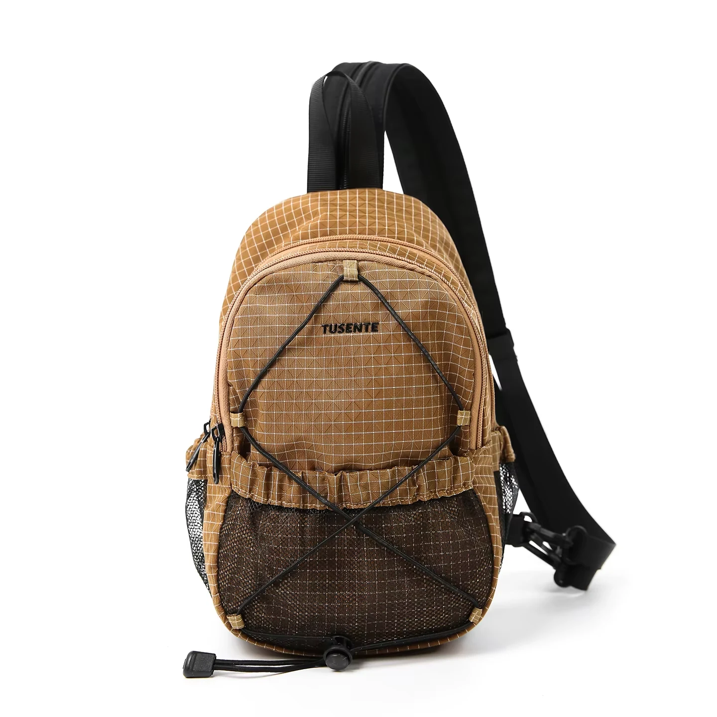 Nylon Mini Crossbody Sling Bag with Anti-Theft Pocket Brown color SKU reference