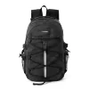 Nylon Outdoor Backpack with Reflective Strip and Bottom Strap Black color SKU reference