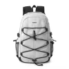 Nylon Outdoor Backpack with Reflective Strip and Bottom Strap Gray color SKU reference