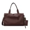 PU Business Tote with Included Wallet and Security Pouch Coffee brown color SKU reference