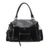 12L PU Multi-Pocket Shoulder and Crossbody Bag Black color SKU reference