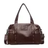 20L PU Weekender Tote with Adjustable Strap Coffee brown color SKU reference