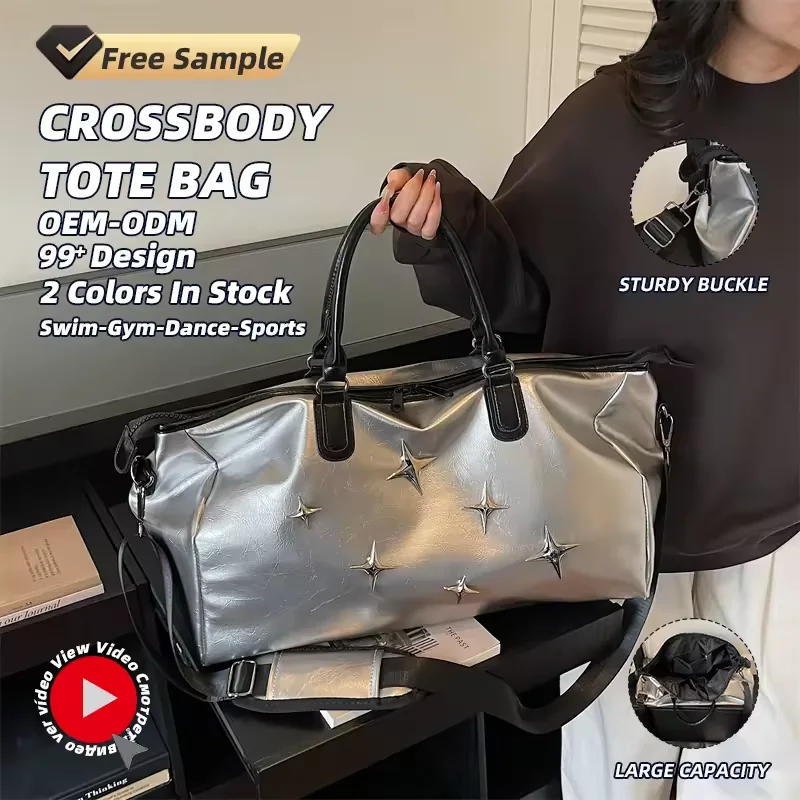 Star-Pendant PU Travel Tote with Adjustable Strap product reference image