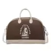 Nylon Crossbody Tote with Adjustable Strap Coffee brown color SKU reference