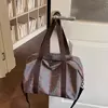 28L Printed Polyester Weekender Tote for Travel and Gym Brown color SKU reference