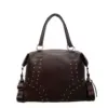 Embellished PU Travel Shoulder Duffel with Adjustable Strap Coffee brown color SKU reference