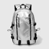 PU-Coated Travel Backpack with Front Storage Pocket Silver color SKU reference