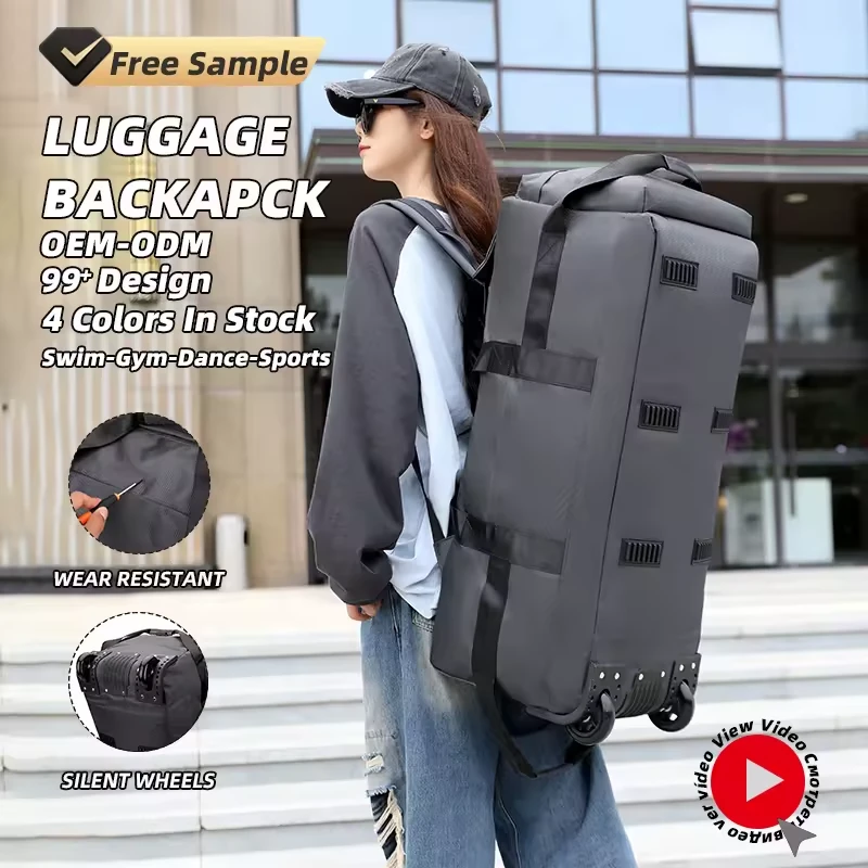 Expandable Oxford Rolling Luggage Backpack with Hidden Shoulder Straps product reference image