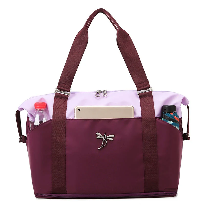 Expandable Nylon Weekender Duffel with Multi-Pocket Storage Purple color SKU reference