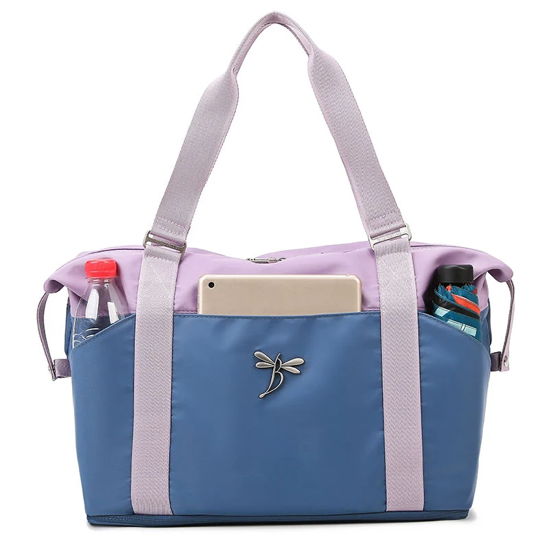 Expandable Nylon Weekender Duffel with Multi-Pocket Storage Light Blue color SKU reference