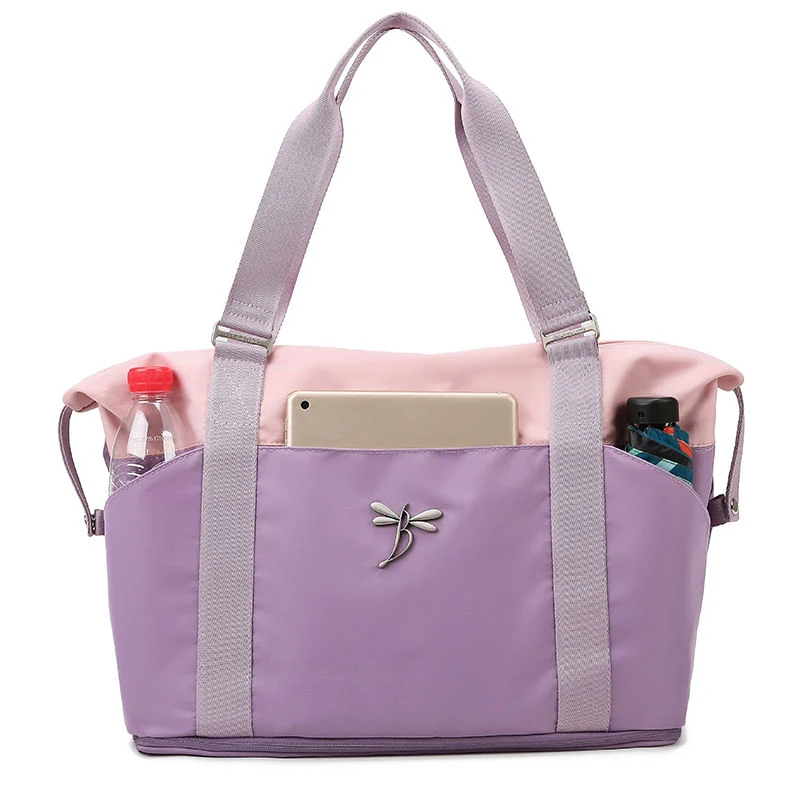 Expandable Nylon Weekender Duffel with Multi-Pocket Storage Light Purple color SKU reference