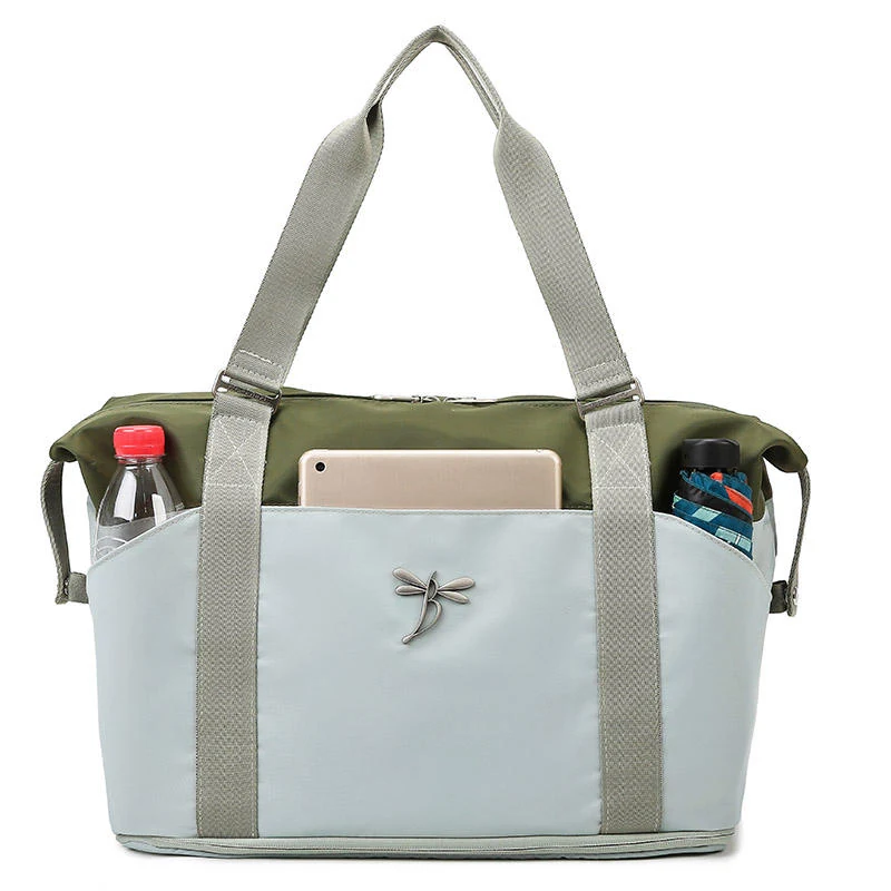 Expandable Nylon Weekender Duffel with Multi-Pocket Storage Light Green color SKU reference
