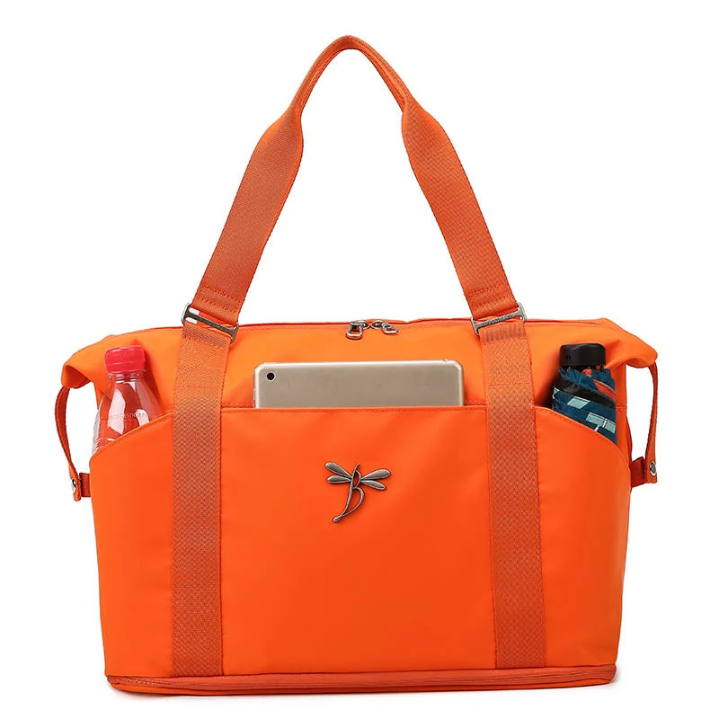 Expandable Nylon Weekender Duffel with Multi-Pocket Storage Orange color SKU reference
