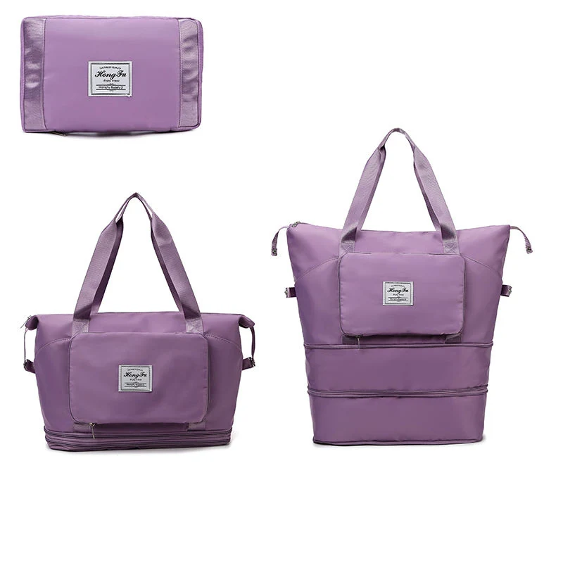 Expandable Double-Layer Gym Weekender with Dry/Wet Storage Light Purple color SKU reference