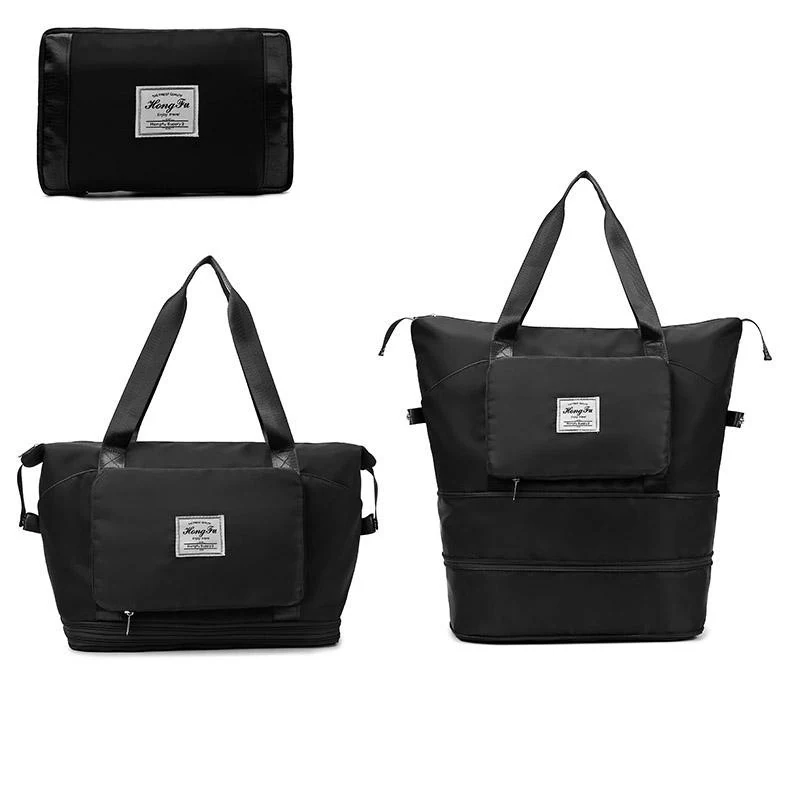 Expandable Double-Layer Gym Weekender with Dry/Wet Storage Black color SKU reference