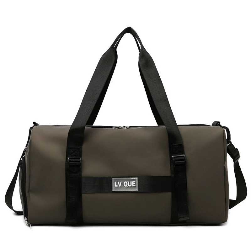 PU Gym Duffel with Dry/Wet and Shoe Compartments Dark Khaki color SKU reference