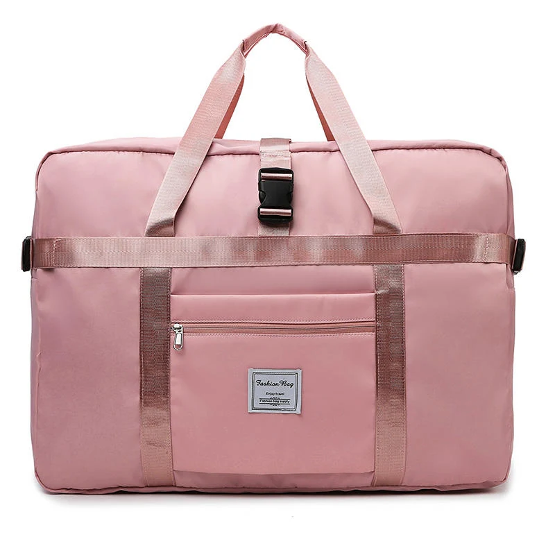 Oversized Travel Duffel with Front Zipper Pocket Blush color SKU reference