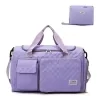 Quilted Foldable Weekender with Shoe Compartment Purple color SKU reference